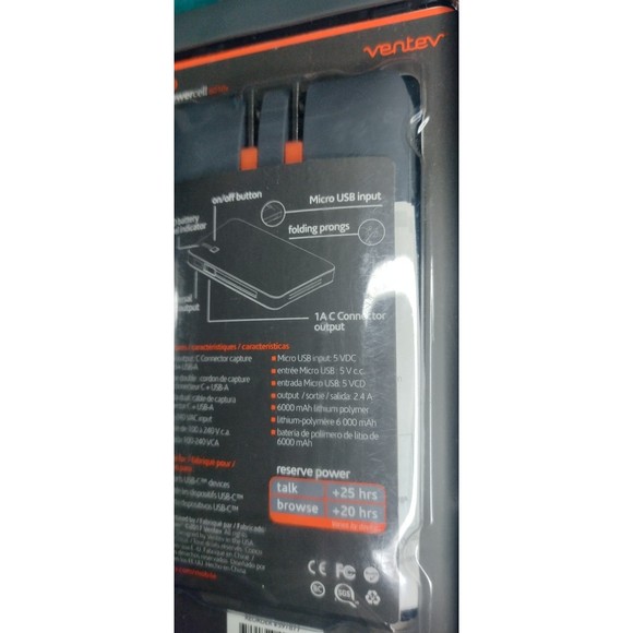 Ventev Portable Charger Powercell 6010+ | Ultra-Compact External Battery NEW - Picture 2 of 9